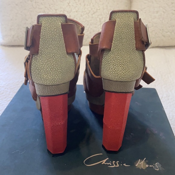 Chrissie Morris Stingray & Leather Platform Sandals w/box - Picture 6 of 8